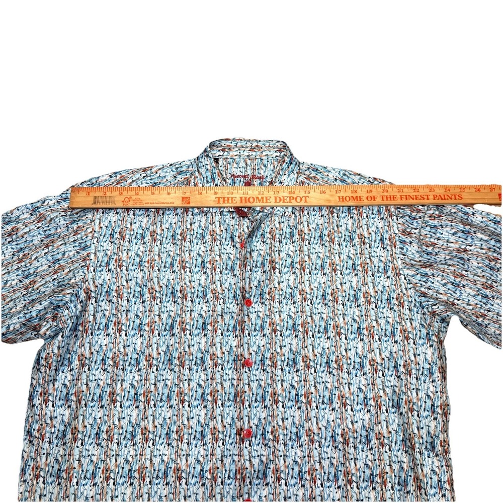 Visconti Black Men's SZ LT  Water Color Musical‎ Notes LS Button Up Shirt - Picture 10 of 13